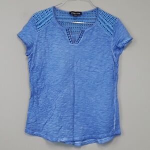 MAC and Me Blue Crochet 100% Cotton Top Size S